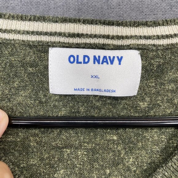 Old Navy Mens XXL Green V-Neck Pullover Sweater Cotton & Polyester Blend - Picture 4 of 11